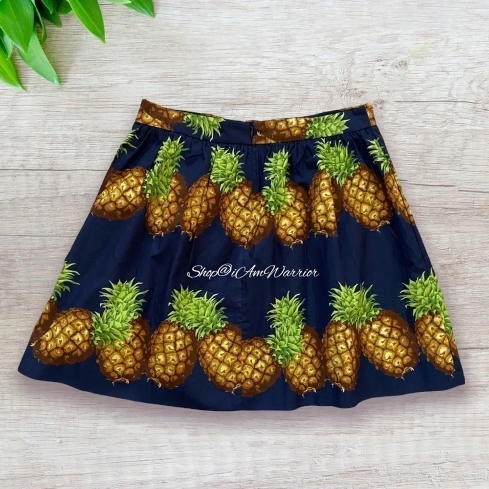 J.Crew NWT navy blue pineapple print a-line mini skirt Shop@iAmWarrior